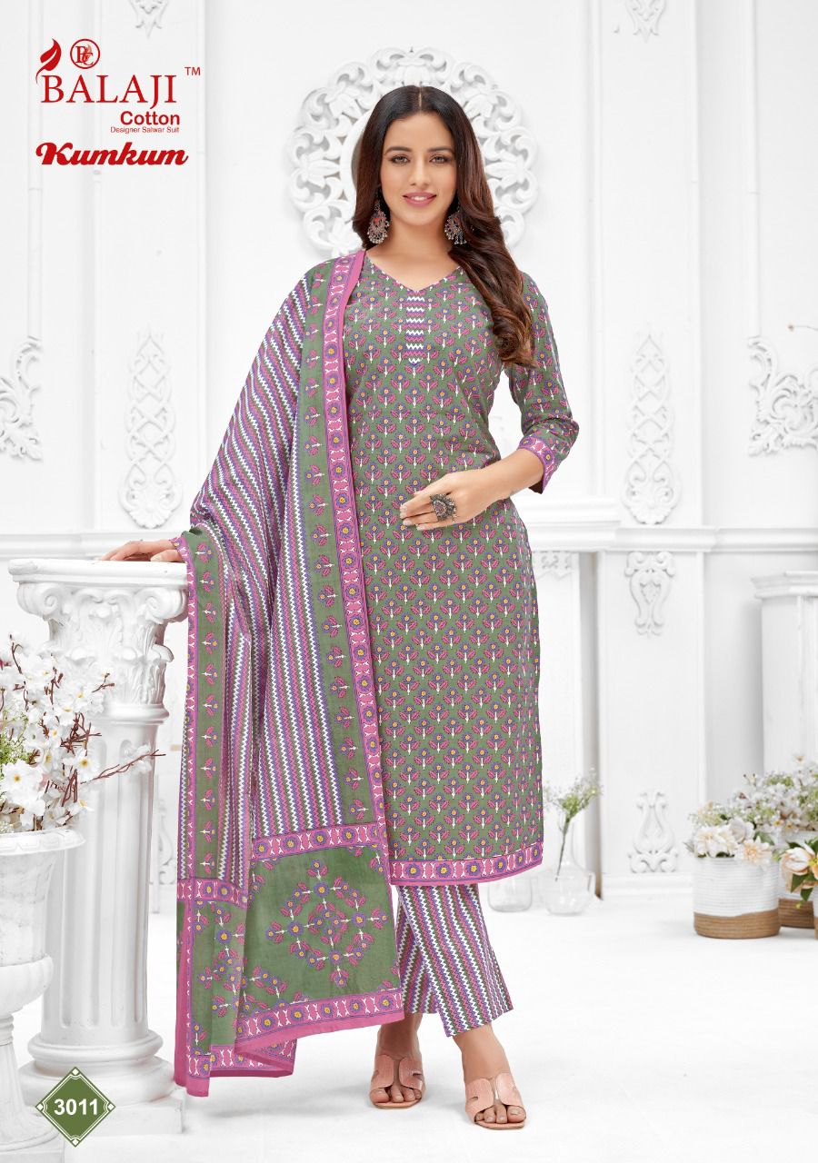 Balaji Kumkum 30 Regular Wear Wholesale Cotton Printed Dress Material Catalog
